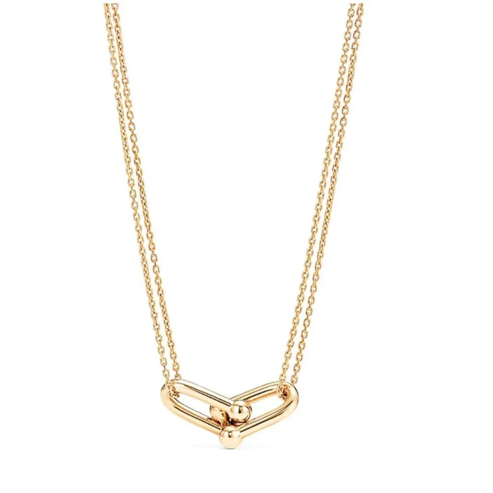 NEW Silver/Gold Simple Double Lock Necklace - Picture 2 of 5